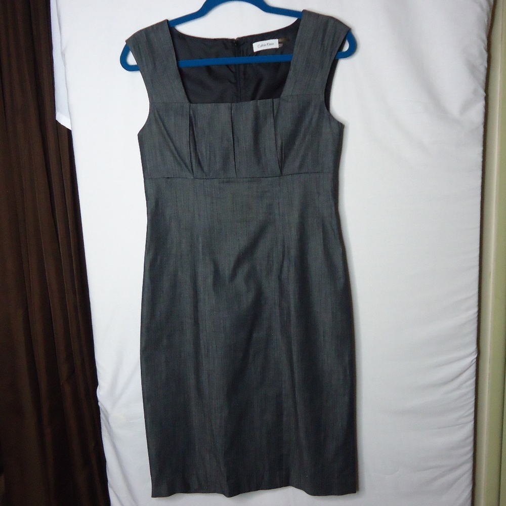 Calvin Klein Gray Chambray Empire Waist Dress